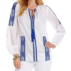 Michael Kors White Blouse with Blue Accents